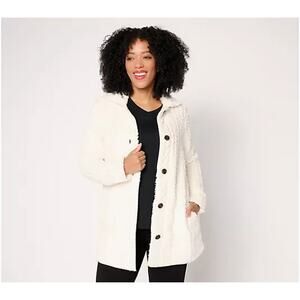 Cuddl Duds Sculpted Sherpa Shacket Heritage Cream XL A704546